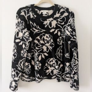 Rachel Zoe Black and White Fuzzy Cozy Soft Sweater